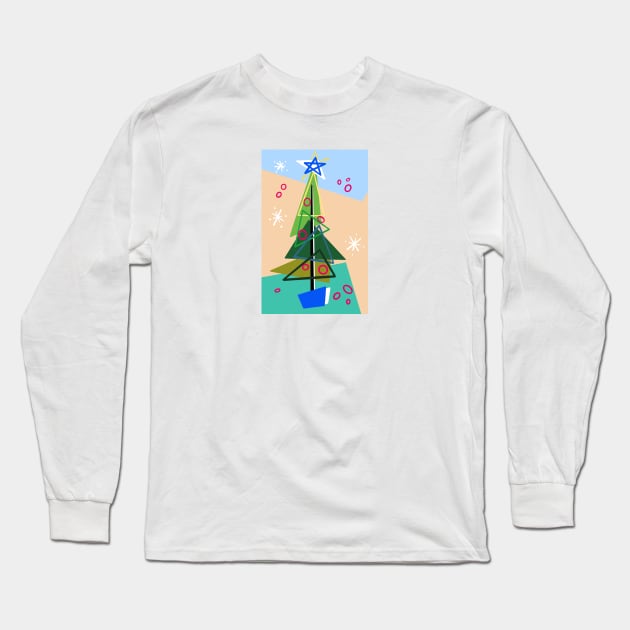 Mid century Modern Christmas Tree Long Sleeve T-Shirt by JaqiW